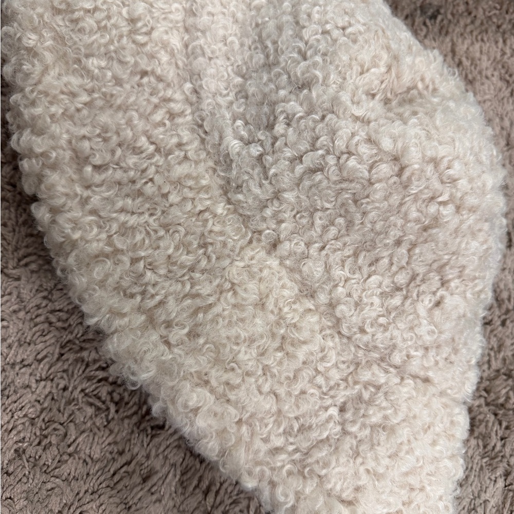 Fashion Nova Cream Faux Shearling Beret